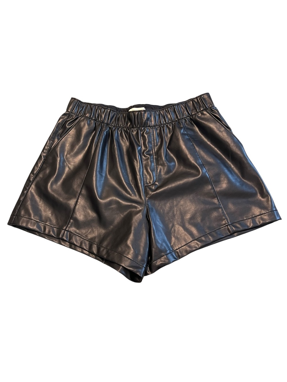 Abercrombie & Fitch Black Faux Leather Elastic Waist Shorts Grunge Goth Rocker-L